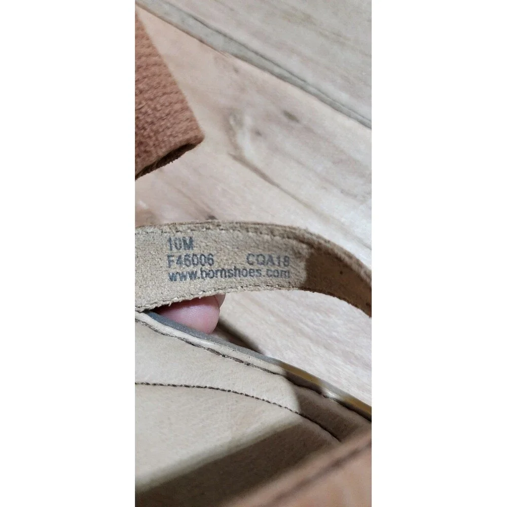 Born Womens Nevis Sandal Size 10M Tan Leather Strappy Thong Toe Loop Flat Shoe